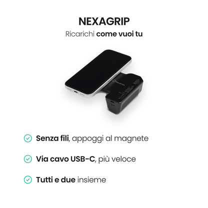 NexaGrip: ricarica senza fili, via cavo USB-C o entrambe insieme